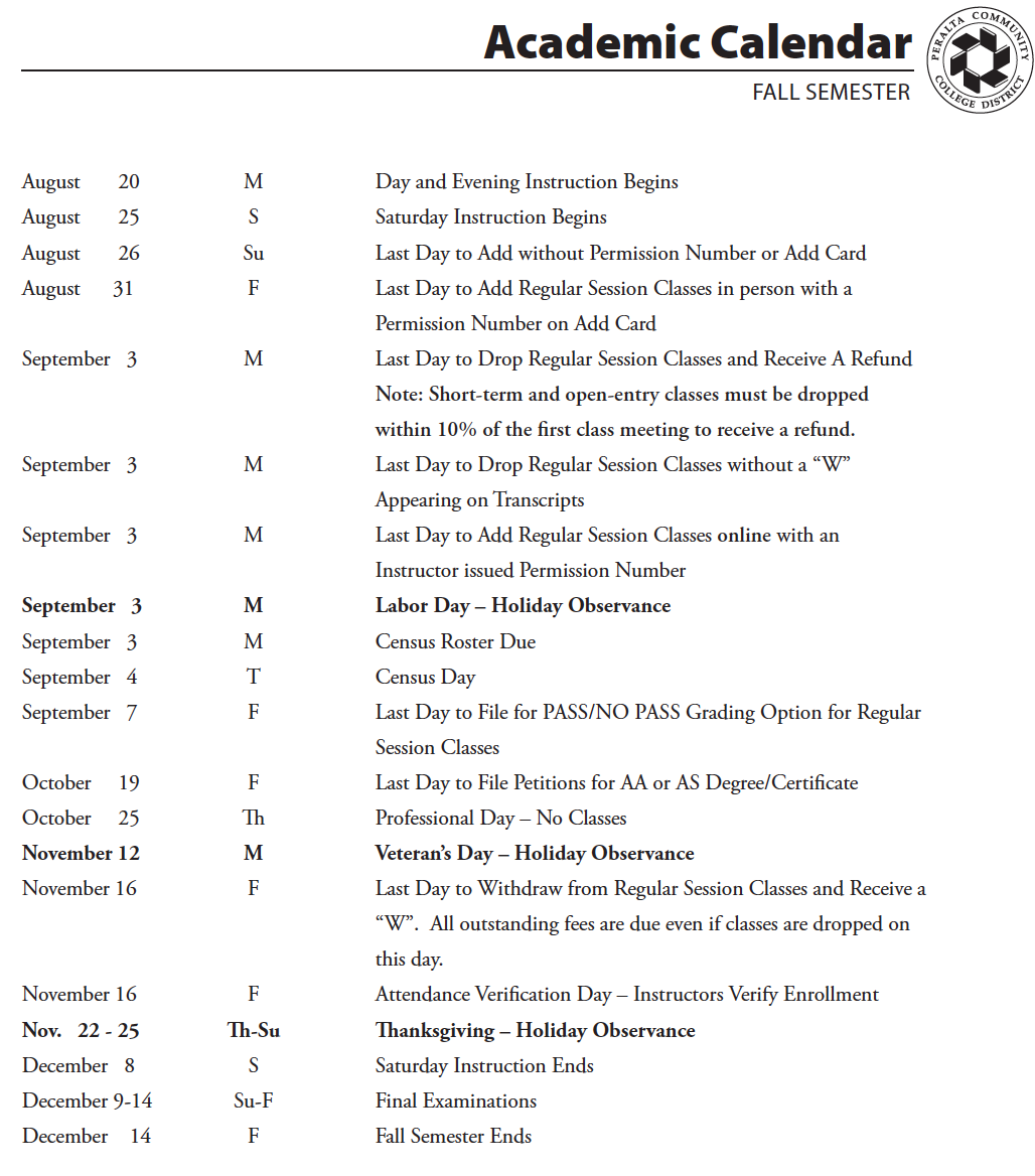 Class Schedule & Catalog Merritt College