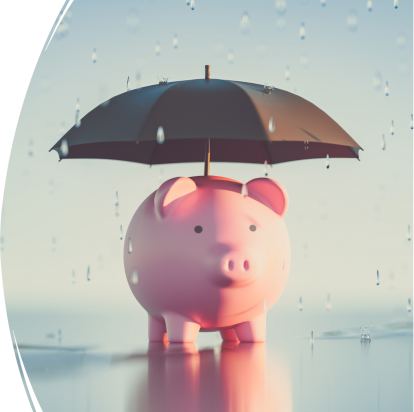Piggy bank with Umbrella cause its raining
