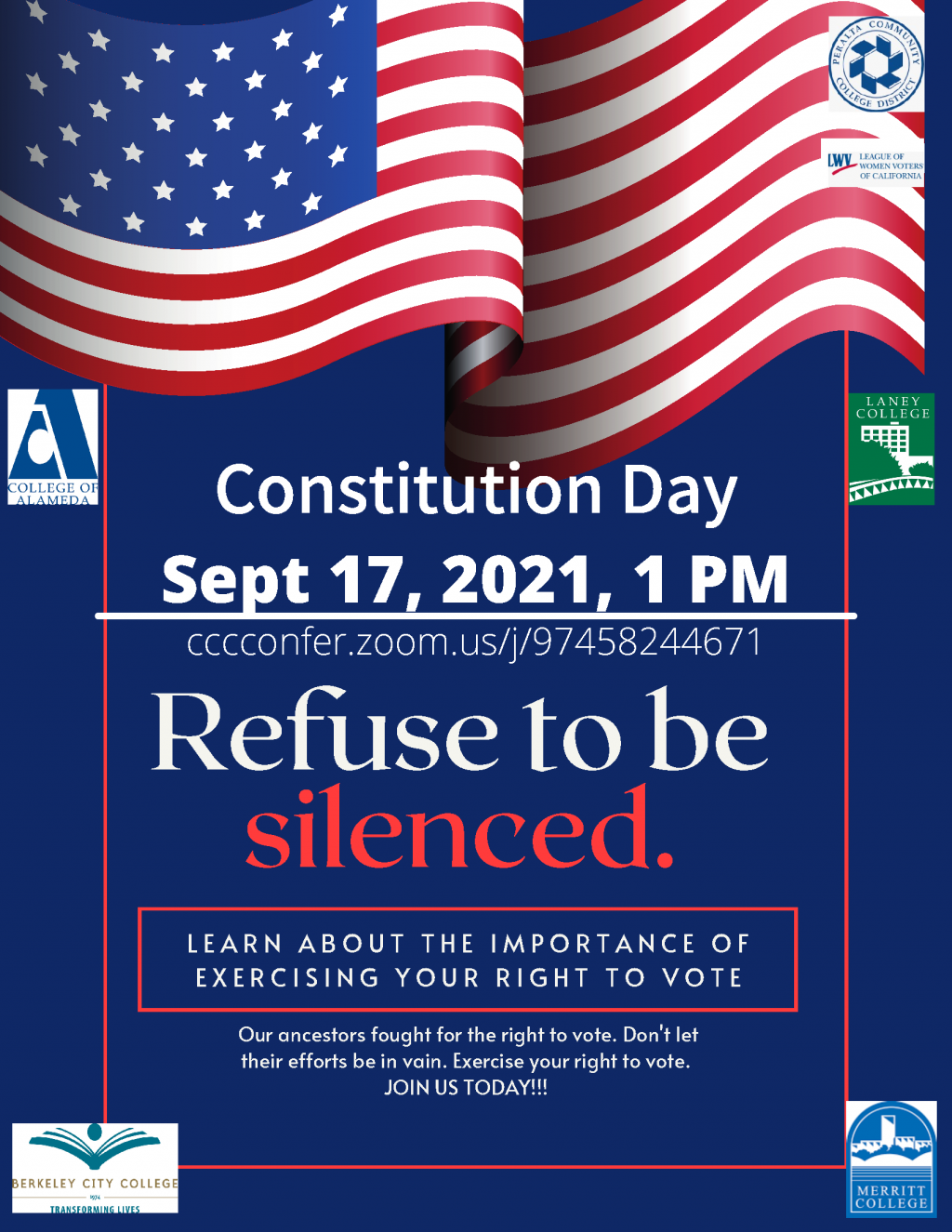 Click here for Zoom Recording of September 17, 2021 Constitution Day. Refuse to be silenced.